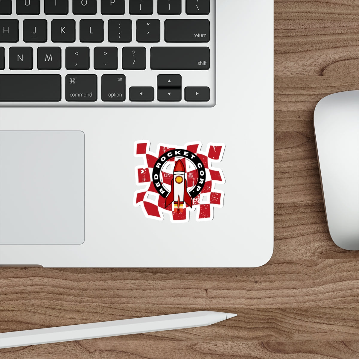 Red Rocket Corp. Fallout Die-Cut Sticker — Retro Rocket Logo Sticker for Laptops, Water Bottles & Gear