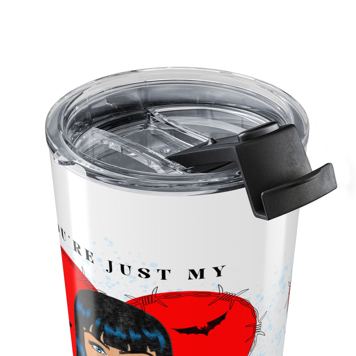 20oz Stainless Tumbler — 'Blood Type' Vampire Red Heart Skull Design— Halloween 2026