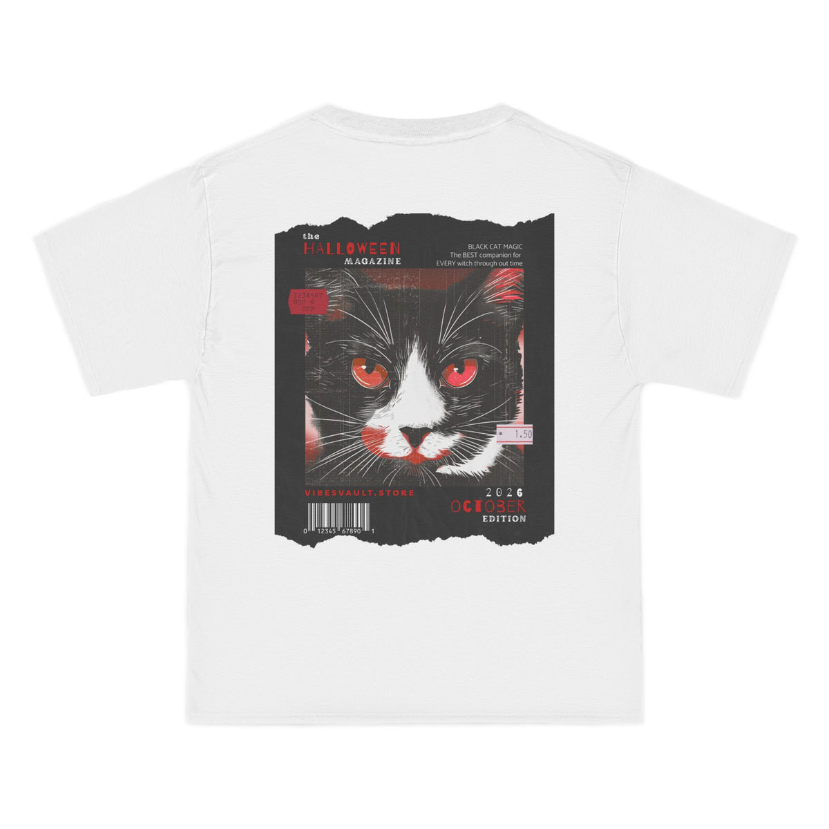 Red Halloween Magazine Cat Edition - T-shirt Top - Retro Fall Witch Wizard Magic -Graphic Tee - Fall Halloween 2026