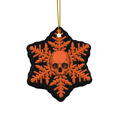 Orange Black Skull Snowflake Christmas Ornament 1pc, 3pcs, 5pcs, or 10pcs