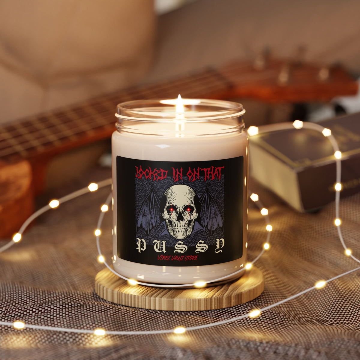Skull & Wings Scented Soy Candle — "Hooked Up On That Pussy" 9oz (Goth/Alternative)— Halloween 2026