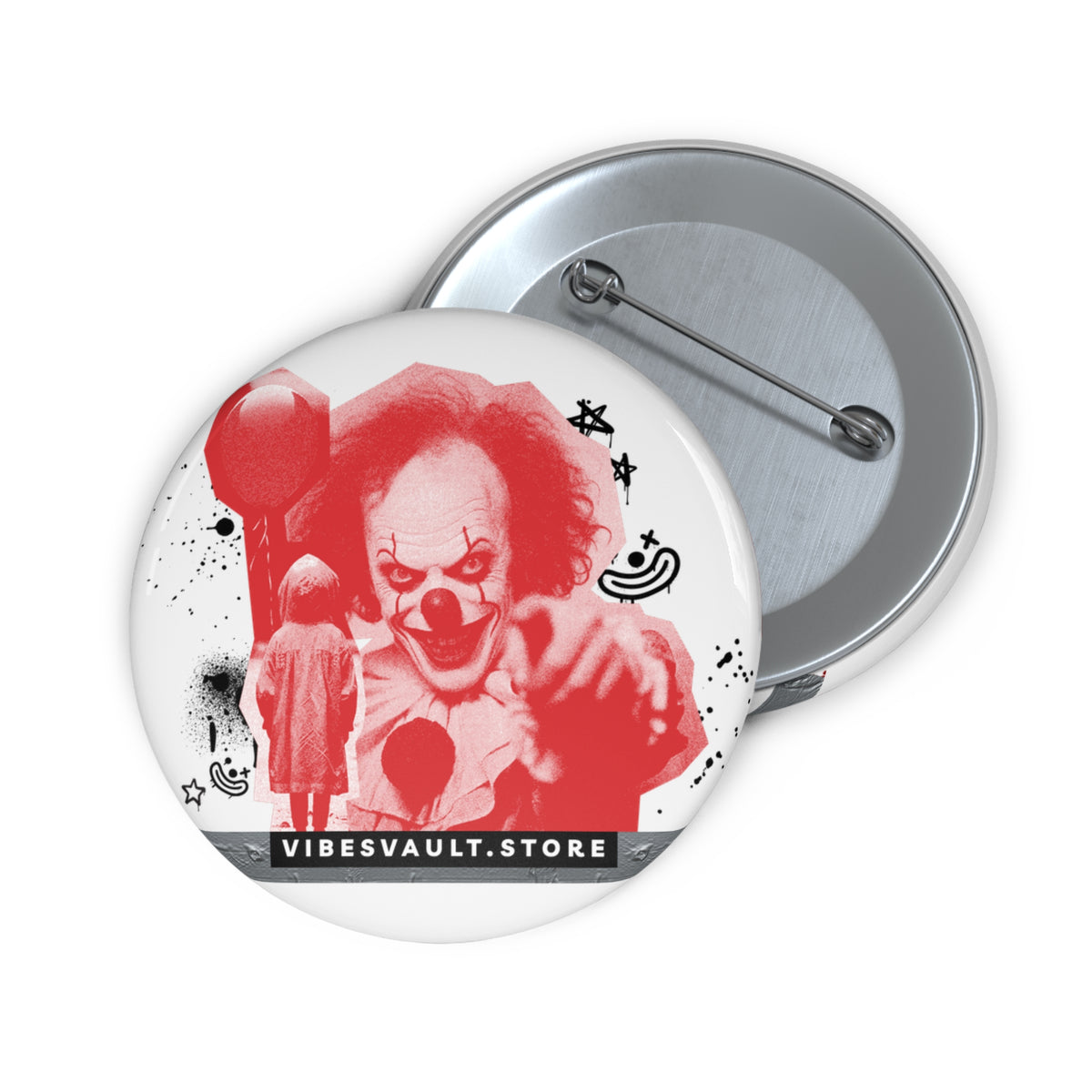Evil Clown Button - Kid with Red Balloon Pin - Scary Movie Inspo - Fall Halloween 2026