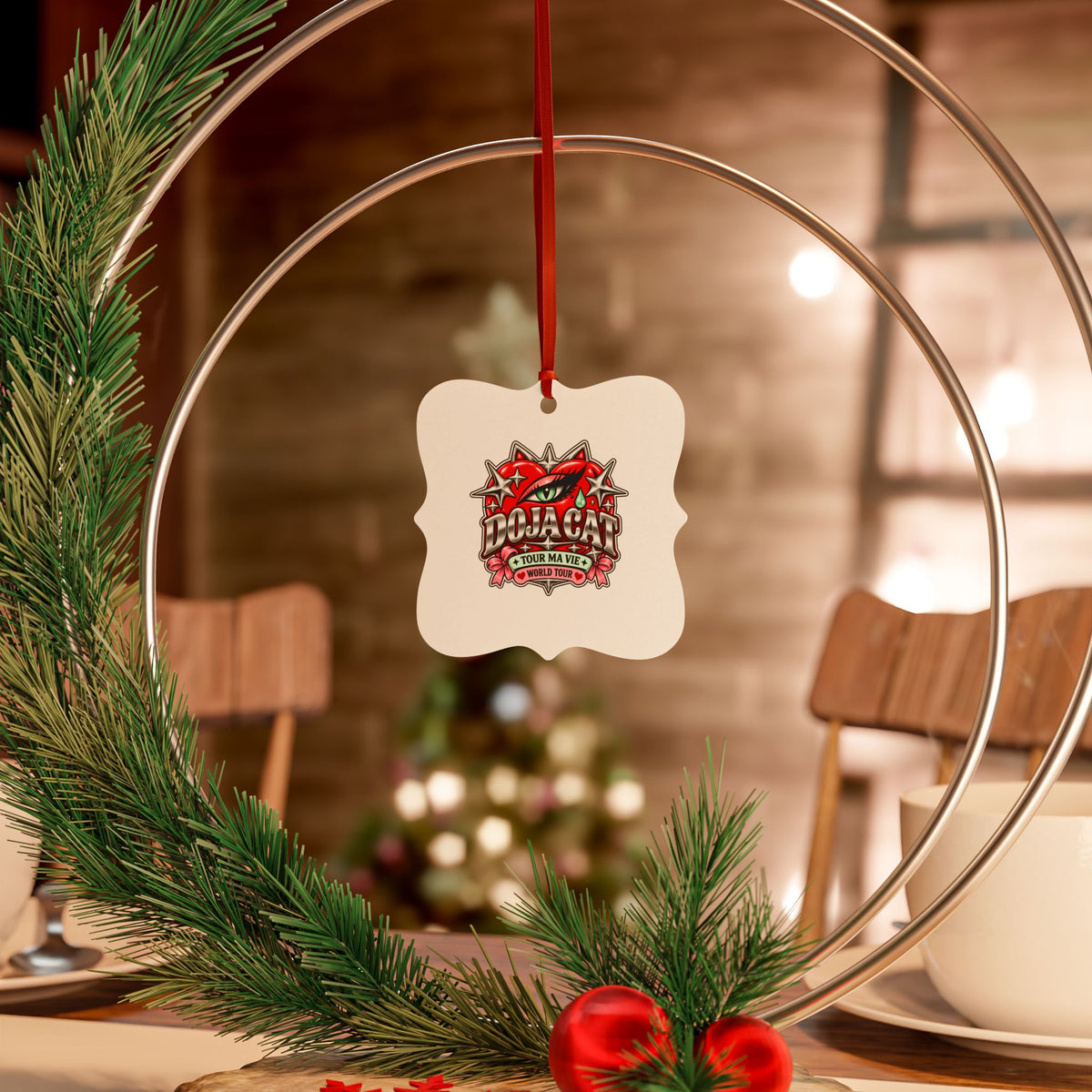 Red Heart Chrome Eye Aluminum Ornaments