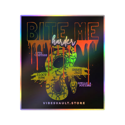 Vinyl Sticker — "Bite Me Harder" Neon Snake Kiss-Cut Decal— Halloween 2026
