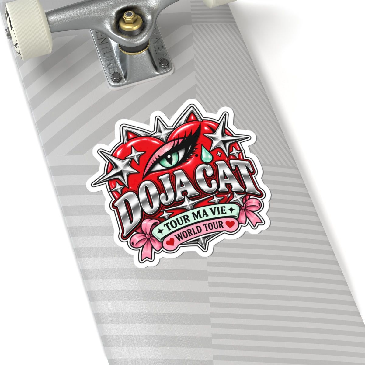 Red Heart Chrome Eye Kiss-Cut Stickers