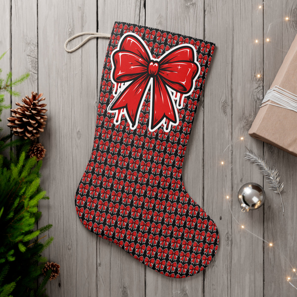 Red Bow Christmas Stocking