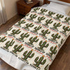 Velveteen Plush Blanket – Christmas Cactus “Saddle Up” Western Holiday Design