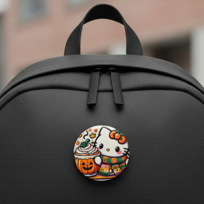 Fall Kitty Pumpkin Spice Latte Pin Buttons