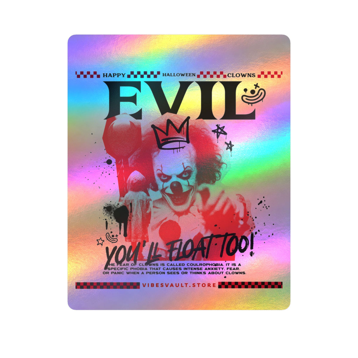 Evil Clown Kiss-Cut Vinyl Decal — Horror Halloween Sticker— Halloween 2026