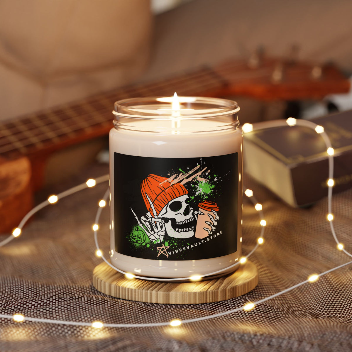 Skull & Coffee Scented Soy Candle — 9oz Cozy Spiced Aroma— Halloween 2026