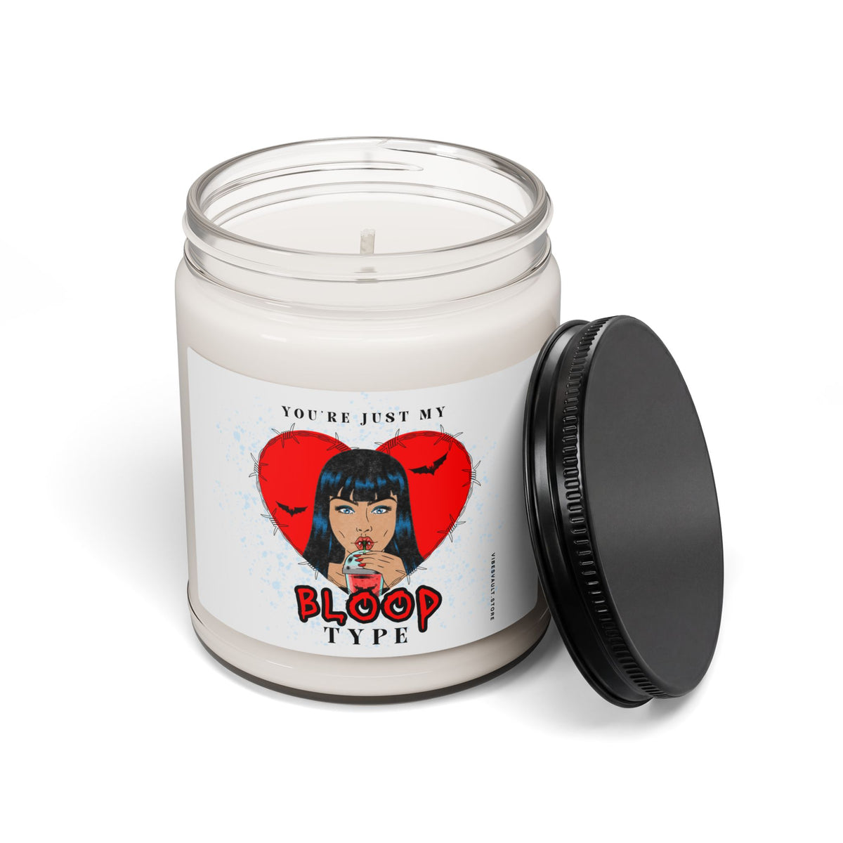 Soy Candle — "You’re Just My Blood Type" Vampire Valentine Scented Candle (9oz)— Halloween 2026