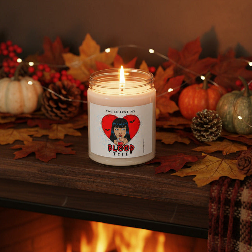 Soy Candle — "You’re Just My Blood Type" Vampire Valentine Scented Candle (9oz)— Halloween 2026