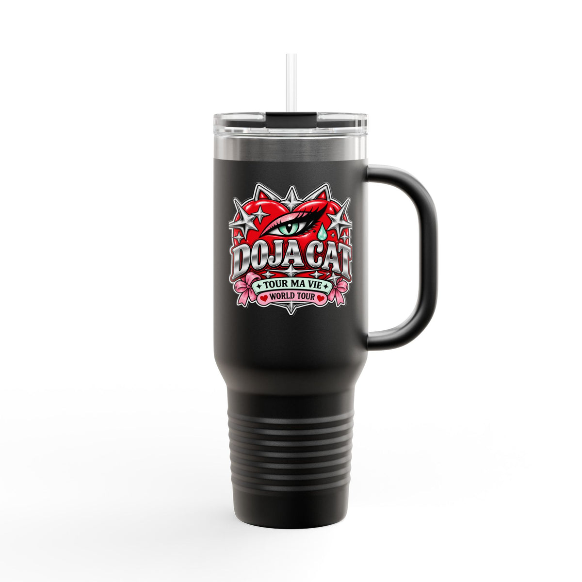 Red Heart Chrome Eye Insulated Travel Mug 40oz