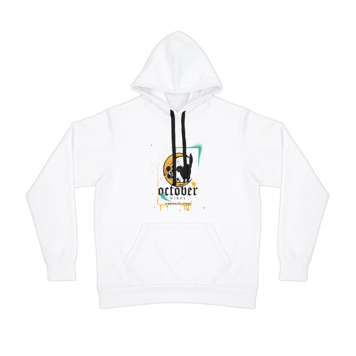 October Vibes Hoodie – Black Cat Moon Graphic Athletic Hoodie