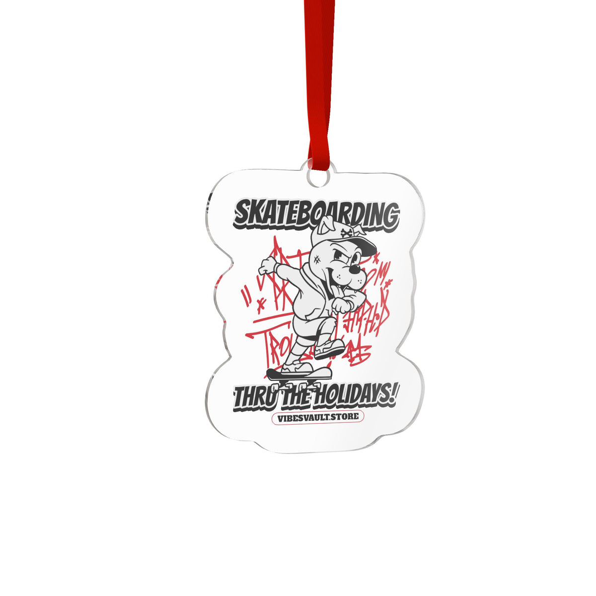 Skateboarding Through the Holidays Acrylic Ornament