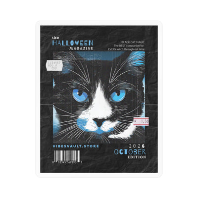 Sticker - 'Halloween Magazine' Black Cat Kiss-Cut Vinyl Decal October Edition — Halloween 2026