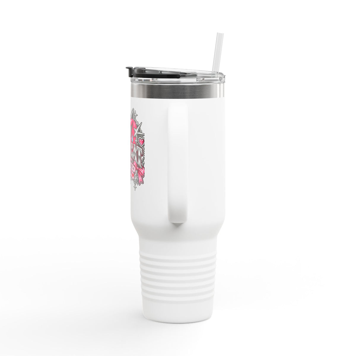 Pink Heart Chrome Eye Insulated Travel Mug 40oz