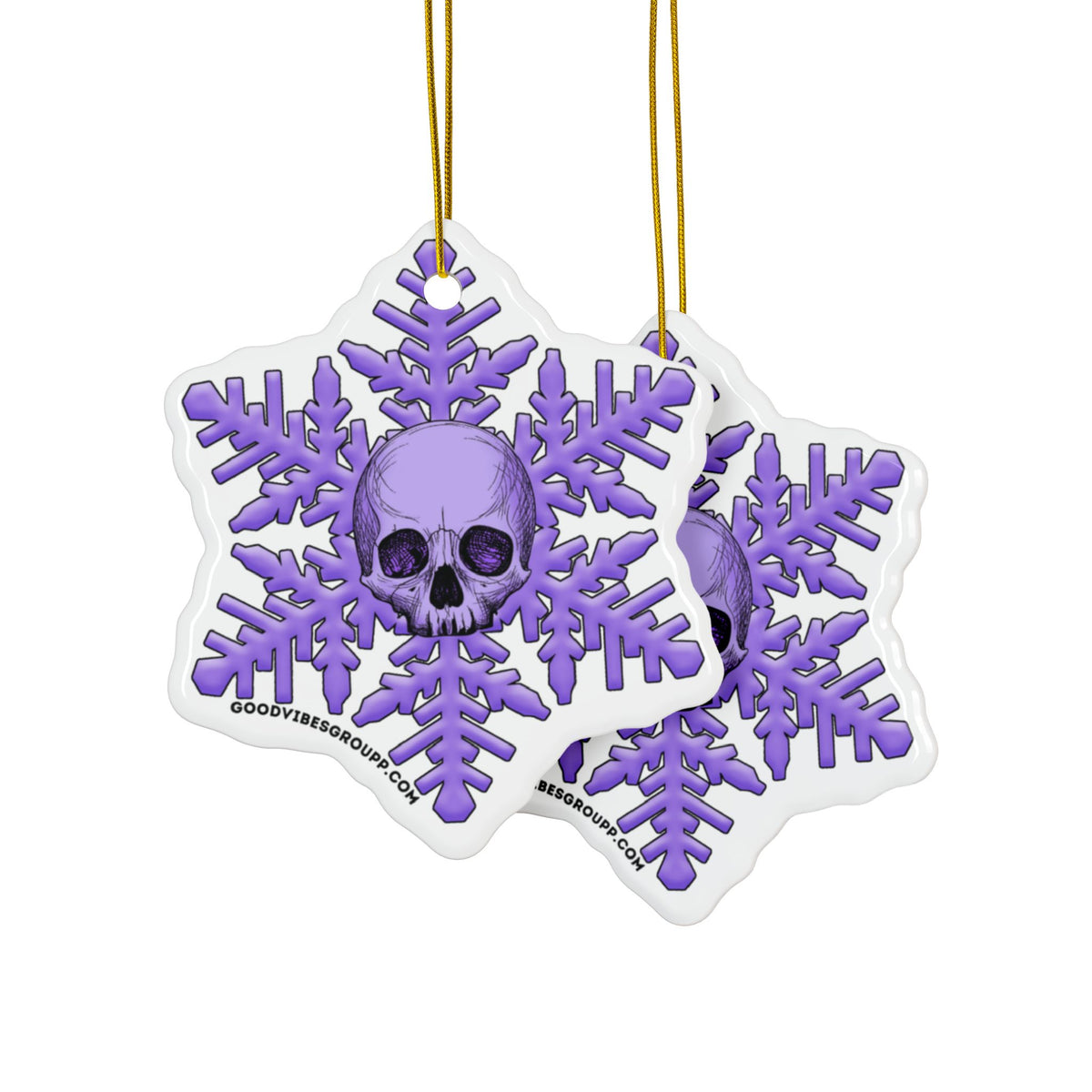 Light Purple Skull Snowflake Christmas Ornament 1pc, 3pcs, 5pcs, or 10pcs