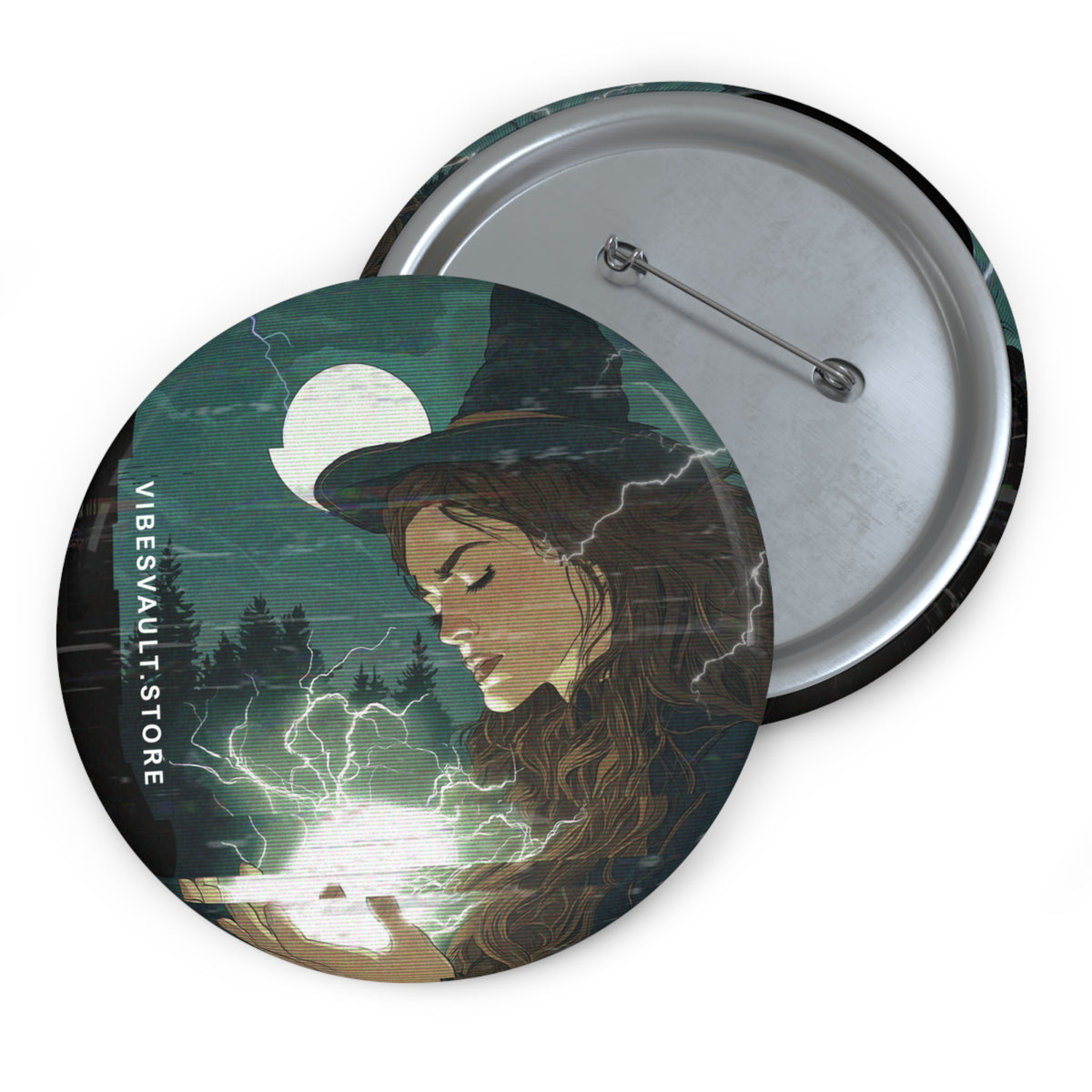 Witch Full Moon Pin - Magic Button Badge - Fall Halloween 2026