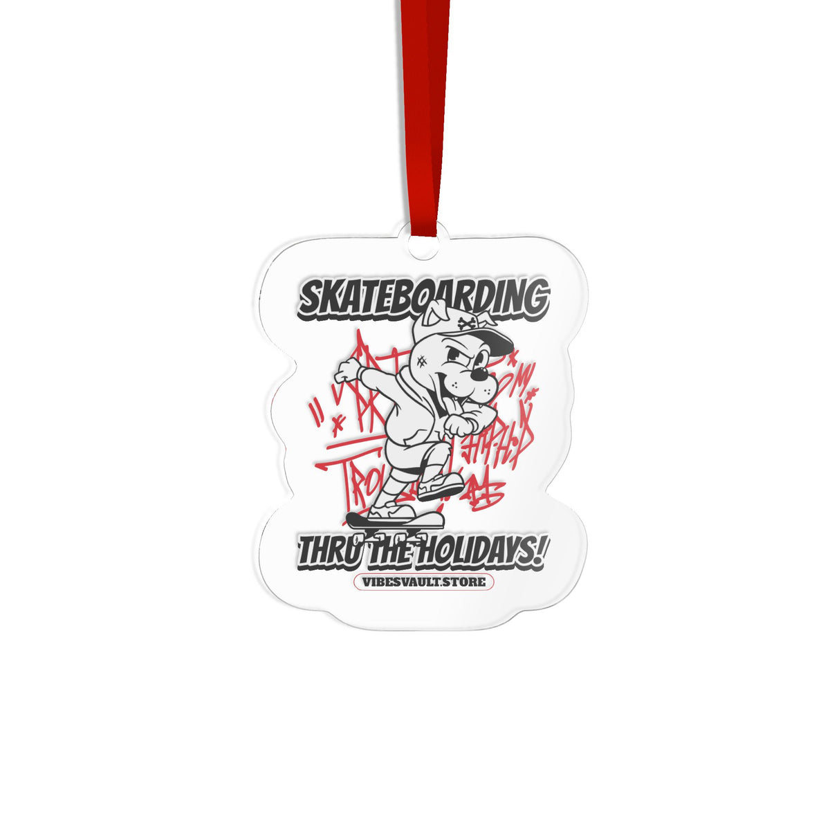 Skateboarding Through the Holidays Acrylic Ornament