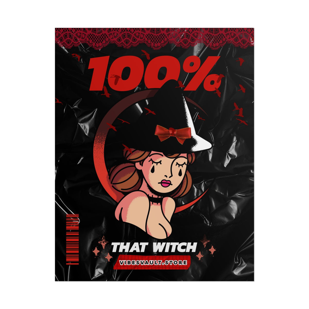 Red Witch Halloween Poster - "100% That Witch" October Fall 2026