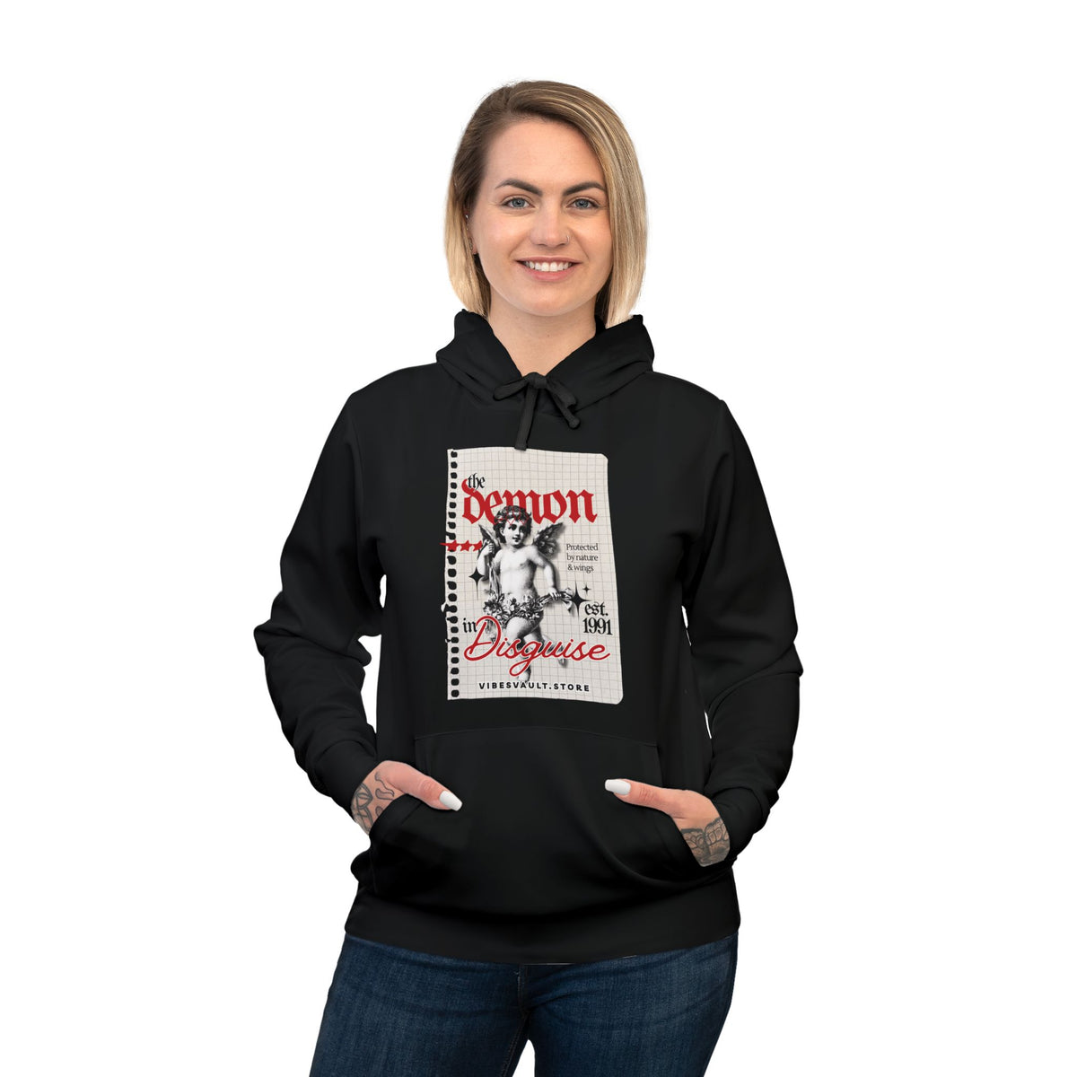 Demon in Disguise Hoodie – Vintage Cherub Graphic Athletic Pullover