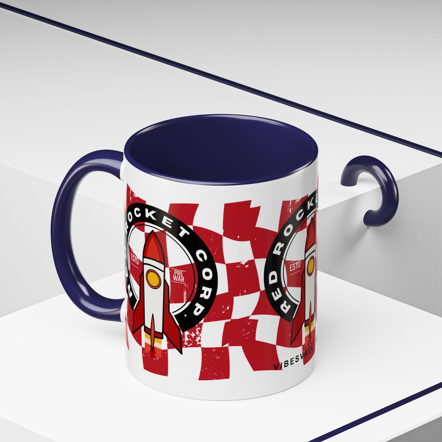 Coffee Mug — Red Rocket Corp Retro Rocket Logo Accent Mug (11/15oz)
