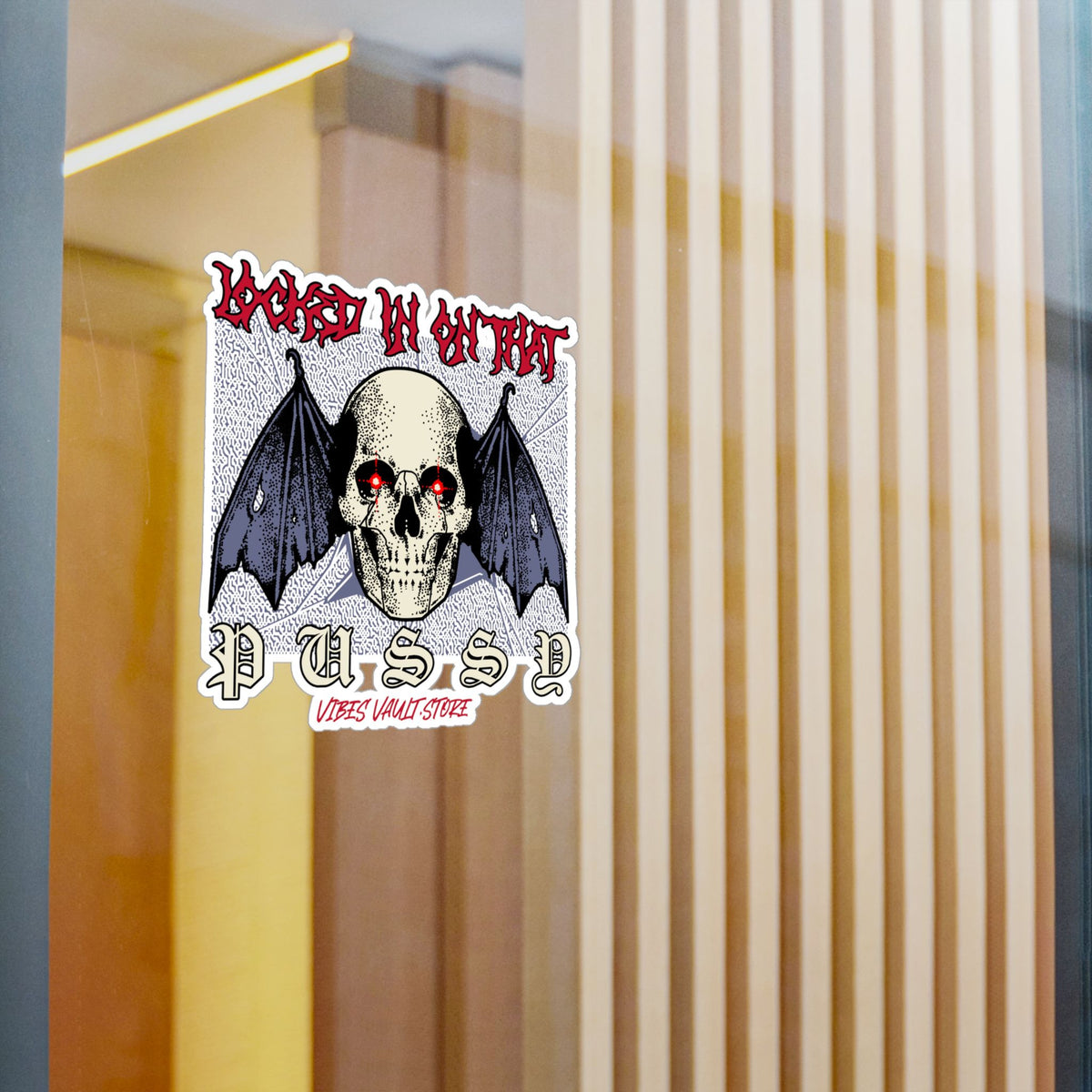 Gothic Skull Bat Kiss-Cut Vinyl Decal - Wings Fly Pussy — Halloween 2026