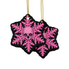 Pink and Black Skull Snowflake Christmas Ornament 1pc, 3pcs, 5pcs, or 10pcs