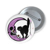 Moon and Black Cat Pin Badge - Purple Crescent Moon - Fall Halloween 2026