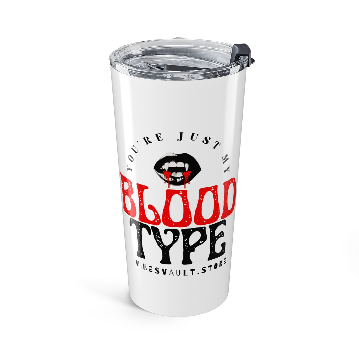Vampire 20oz Stainless Steel Tumbler — "Blood Type" Graphic Travel Cup— Halloween 2026