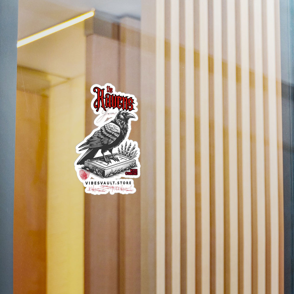 Ravens Kiss-Cut Vinyl Decal — Gothic Crow Sticker with Grim Book Reader