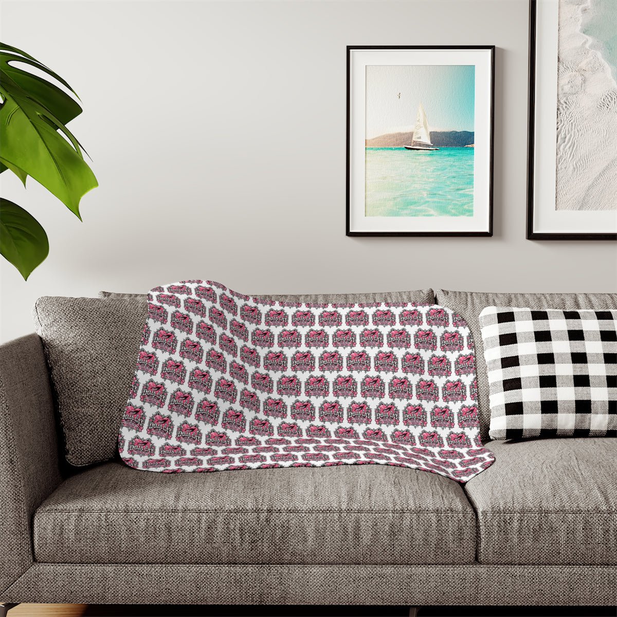 Pink Heart Chrome Eye Sherpa Blanket