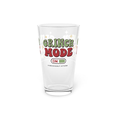 Grinch Mode Pint Glass — 16oz Holiday Christmas Drinking Glass