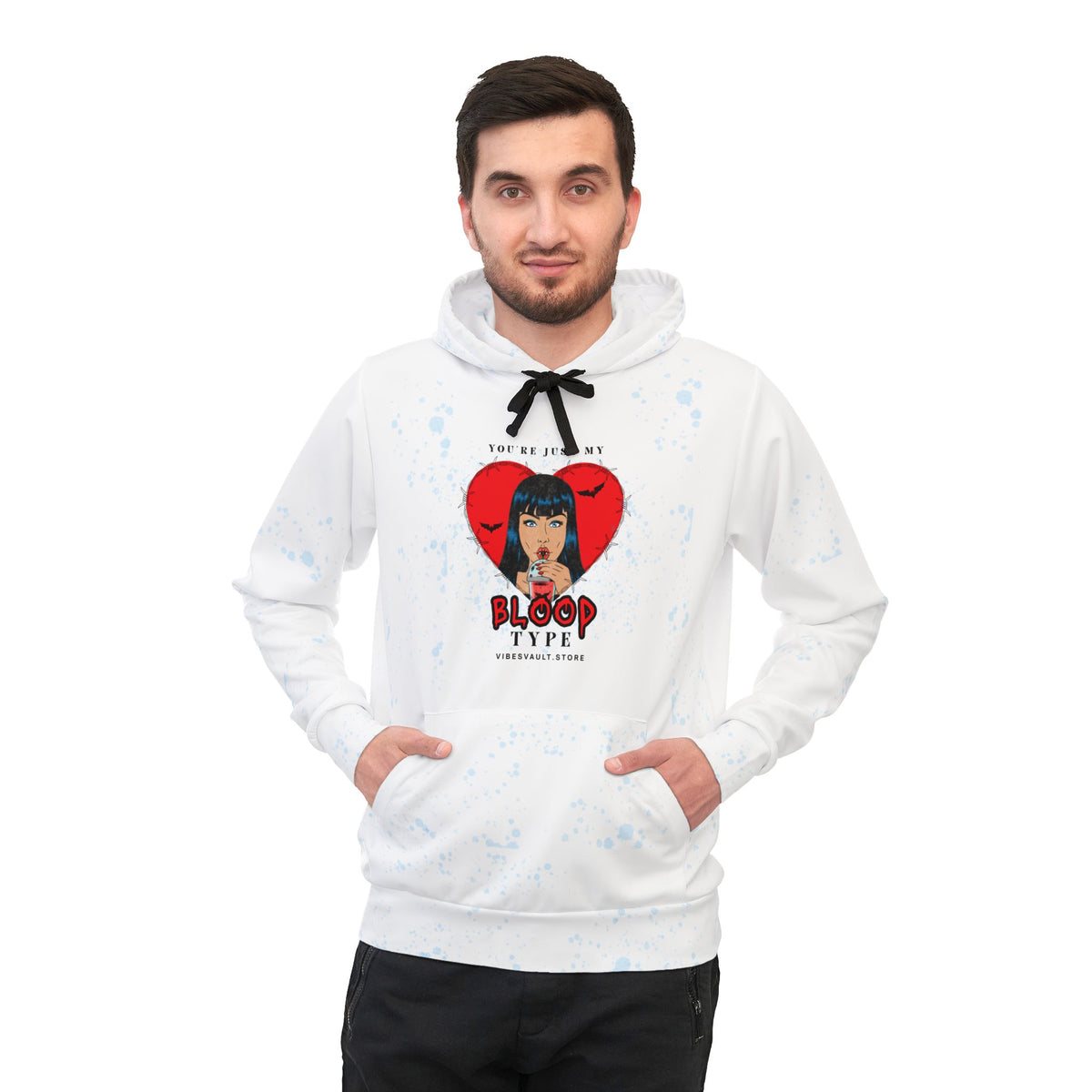 Vampire Heart Athletic Hoodie — "You're Just My Blood Type" Graphic
