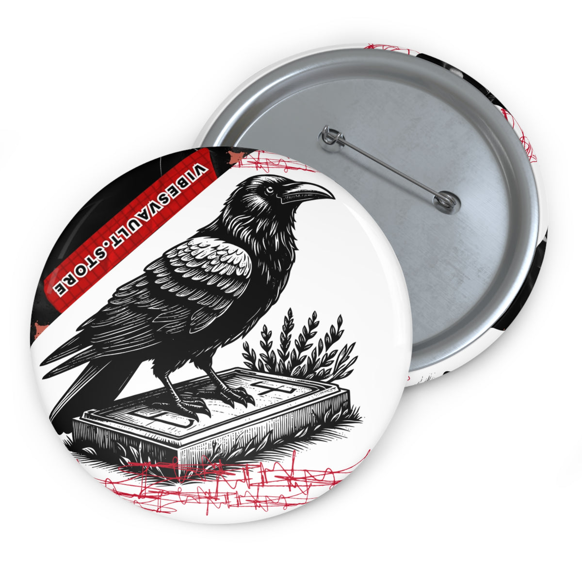 Raven Book Pin- Scary Button Badge - Fall Halloween 2026
