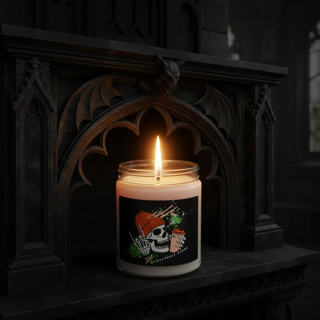 Skull & Coffee Scented Soy Candle — 9oz Cozy Spiced Aroma— Halloween 2026