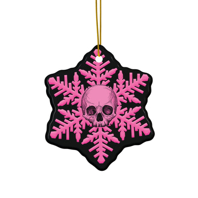 Pink and Black Skull Snowflake Christmas Ornament 1pc, 3pcs, 5pcs, or 10pcs