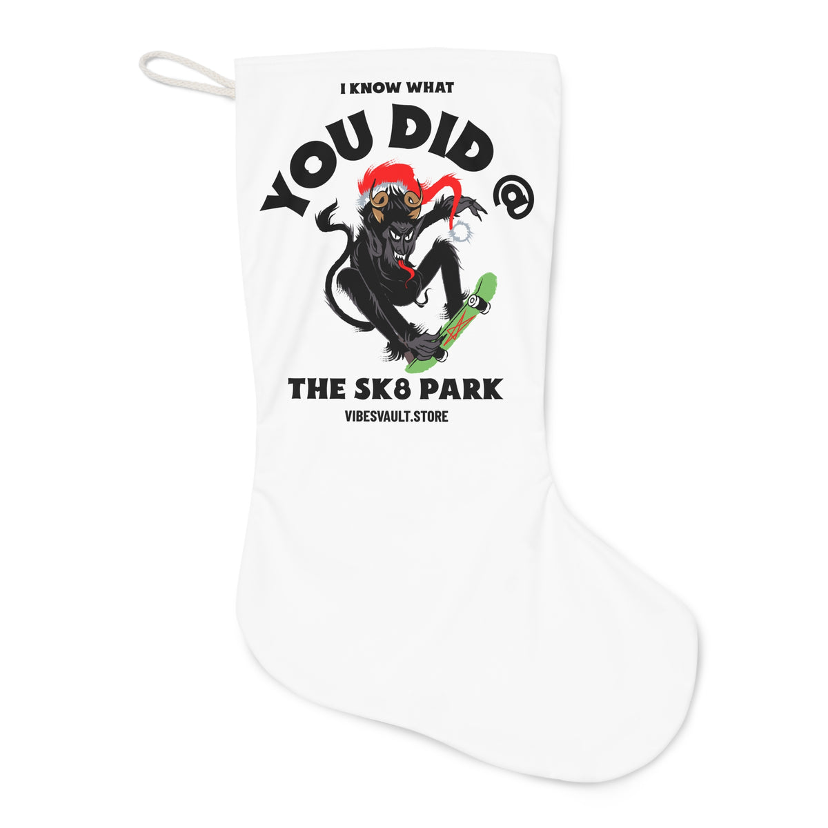 Santa Stocking – “You Did-” Skateboarding Monkey Christmas Gift Holder