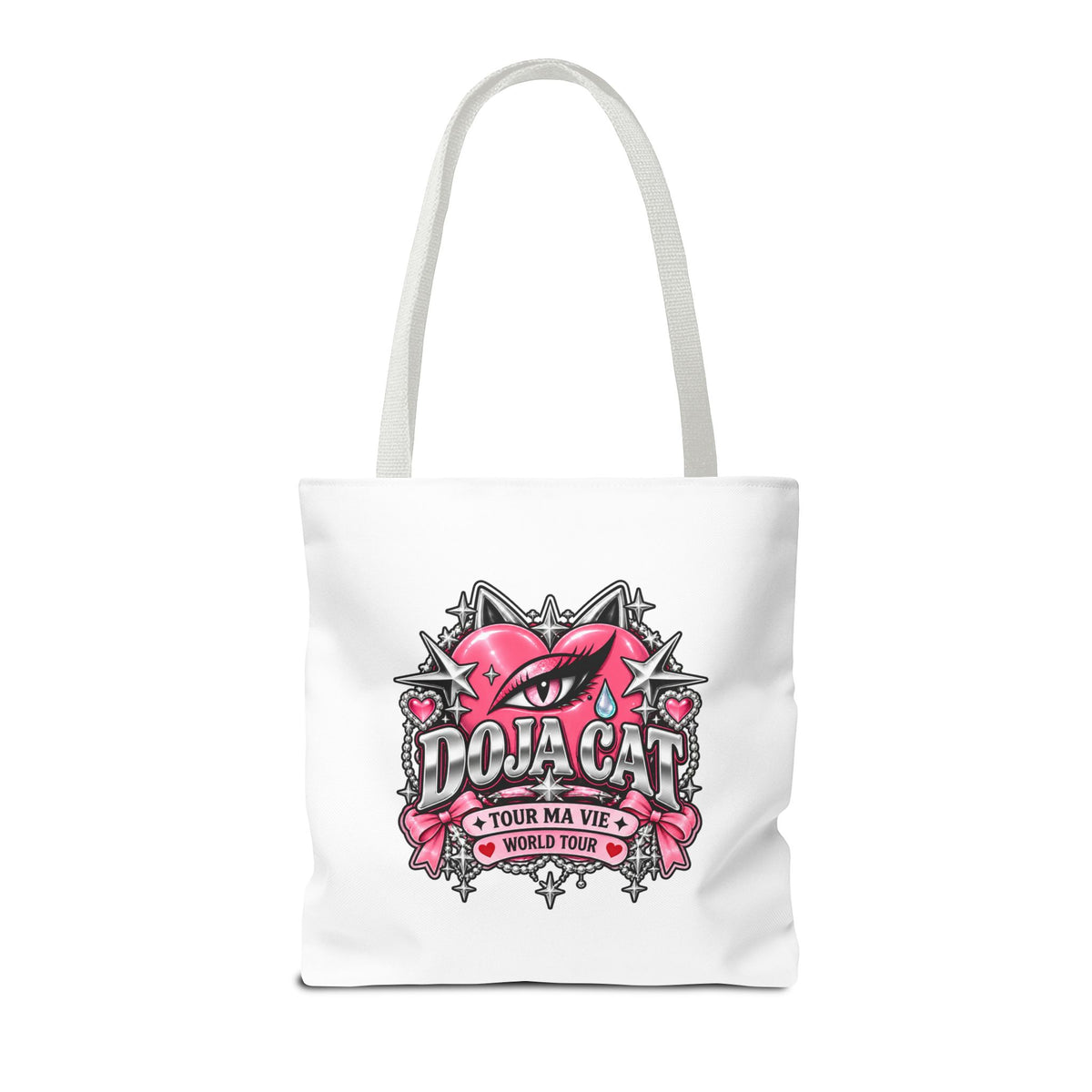 Pink Heart Chrome Eye All-Over Print Tote Bag