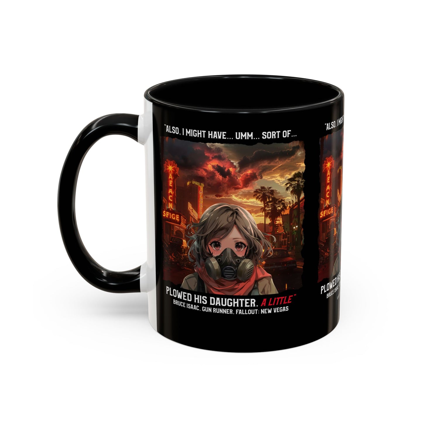 Post-Apocalyptic Anime Coffee Mug — 'Also, I Might Have...Umm...Sort Of' Gas Mask Girl