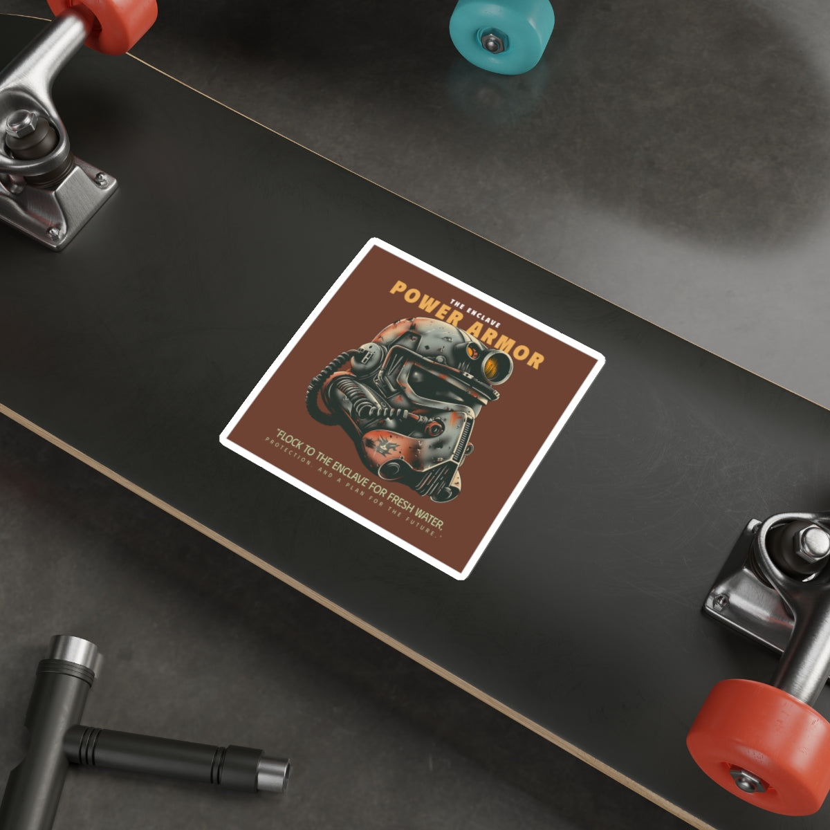 Power Armor Die-Cut Sticker Enclave Fallout — Retro Post-Apocalyptic Helmet Design