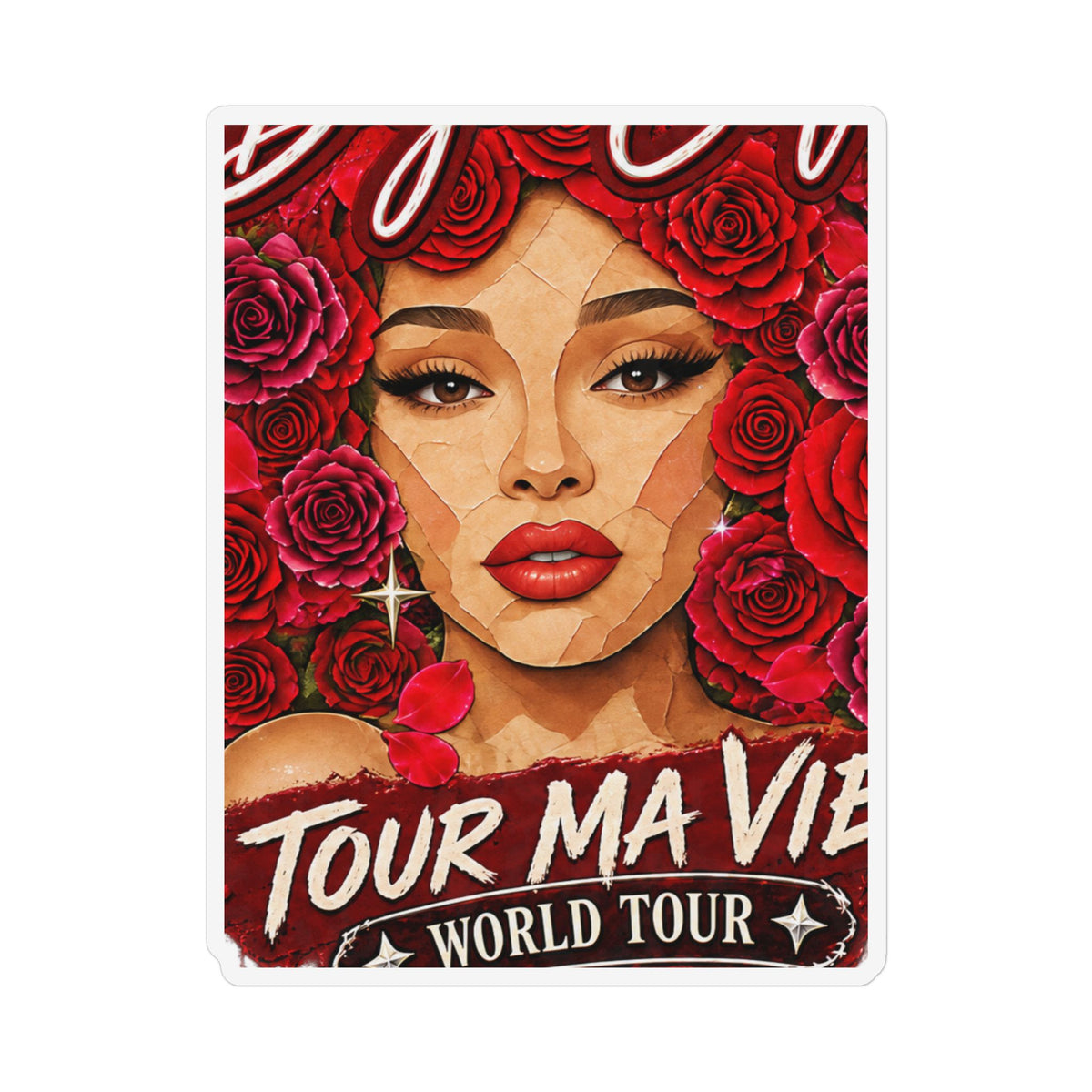 Rose Mosaic Portrait Custom Shape Magnet