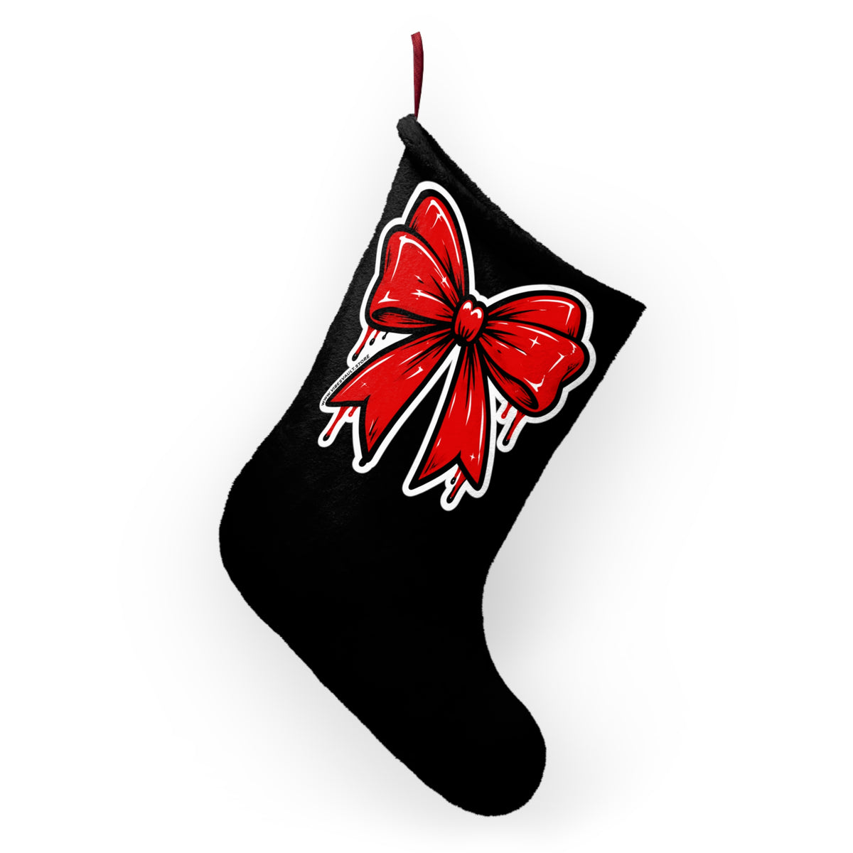 Christmas Stocking with Dripping Red Bow – Gothic Holiday Decor