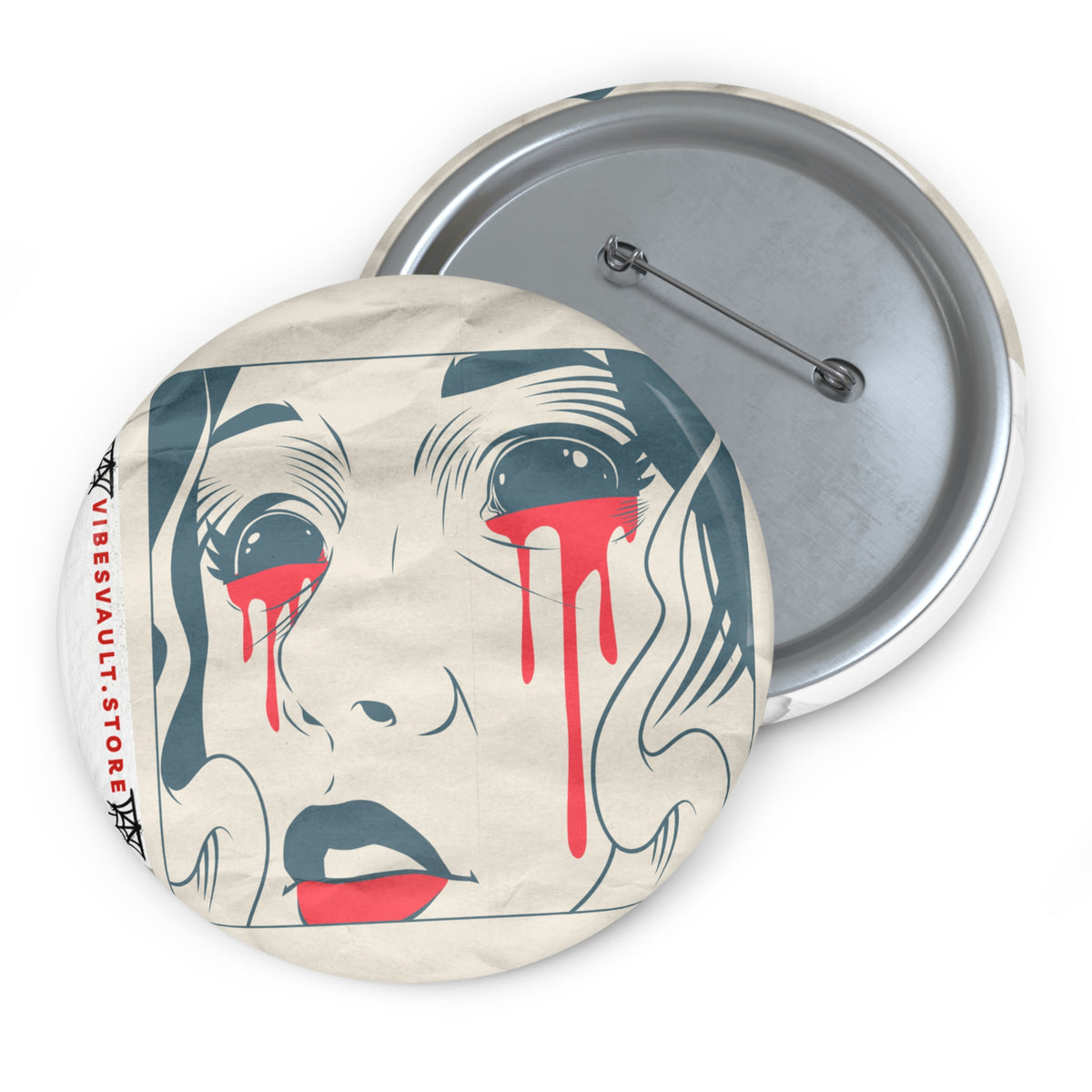Scary Face Magic Tears Button Badge - Fall Halloween 2026