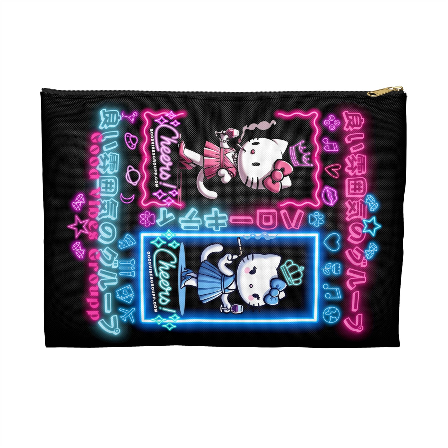 Neon Kitty Zip Bag