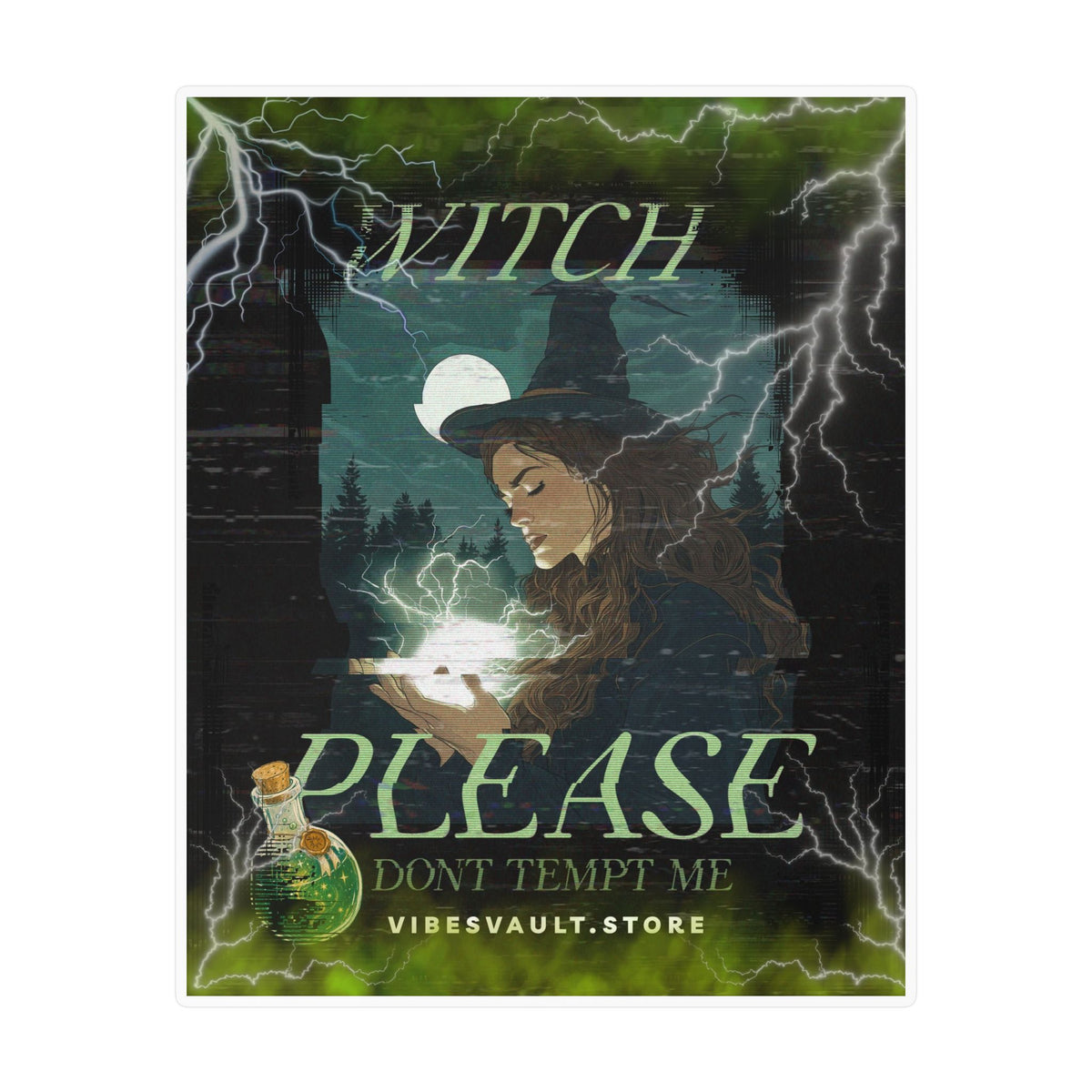 Witch Please Vinyl Sticker — 'Don't Tempt Me' Mystic Kiss-Cut Decal— Halloween 2026