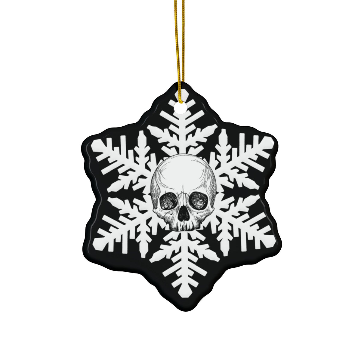 White Goth Skull Snowflake Christmas Ornament 1pc, 3pcs, 5pcs, or 10pcs