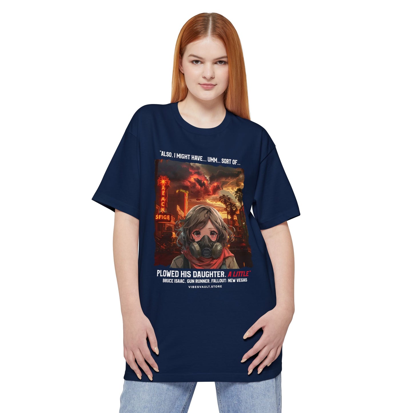 Dystopian Anime Graphic T-Shirt — 'Plowed His Daughter… A Little' Quote Tee