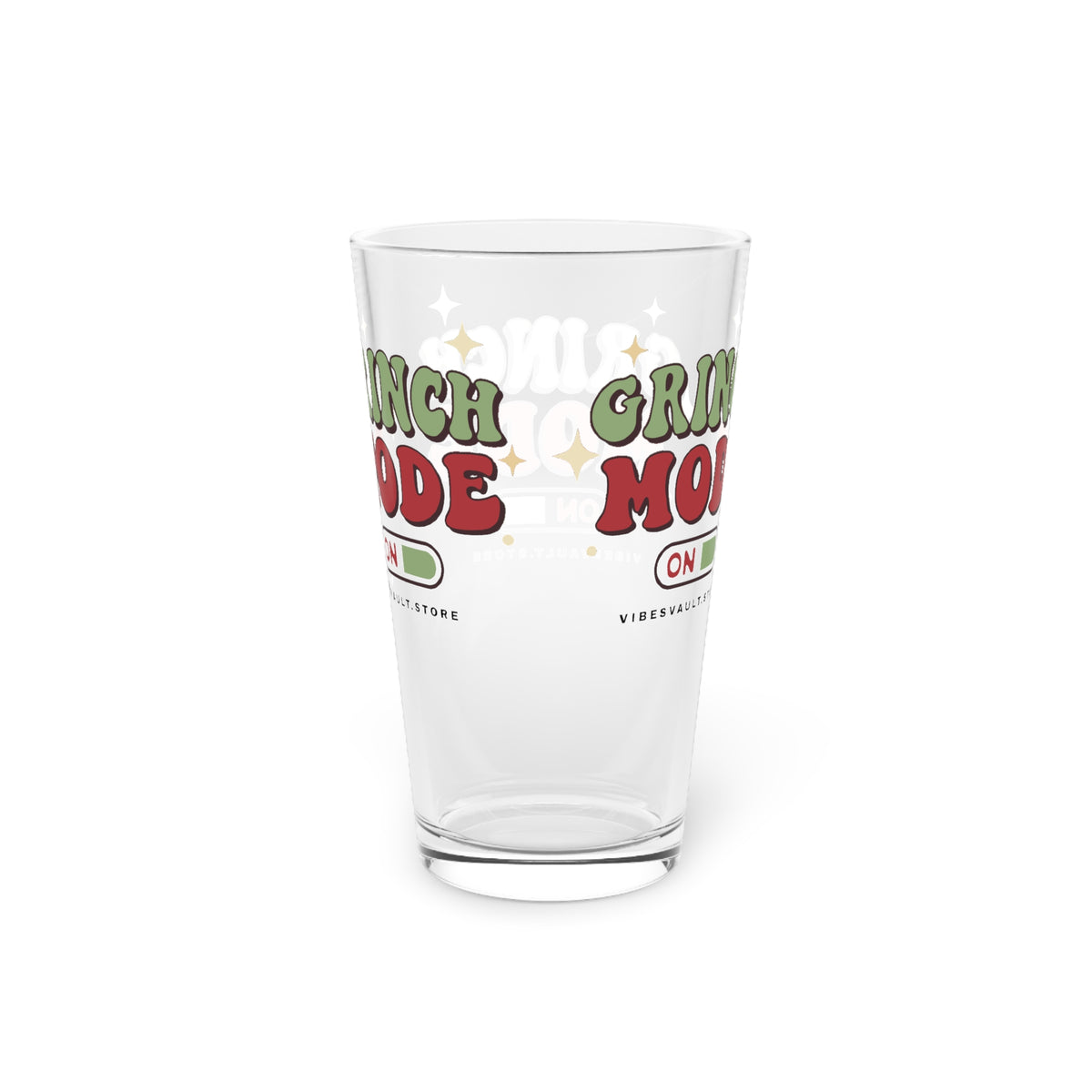 Grinch Mode Pint Glass — 16oz Holiday Christmas Drinking Glass